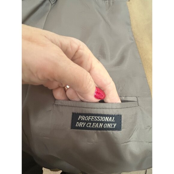 Jeffrey Banks Men’s Blazer Brown 42 R Vintage Polyester Suede Feel Sport Jacket - Picture 8 of 15